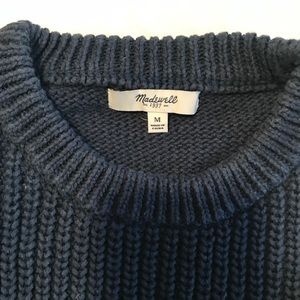 Madewell Navy Chunky Knit 3/4 Sleeve Sweater