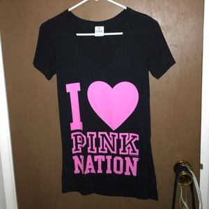 Black V neck Shirt by PINK
