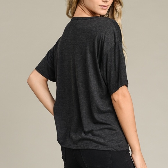 Choker style distressed short sleeve top - Picture 2 of 4