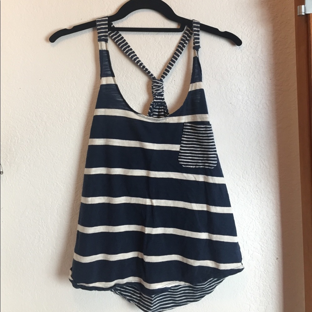 Blue and White Striped Tank