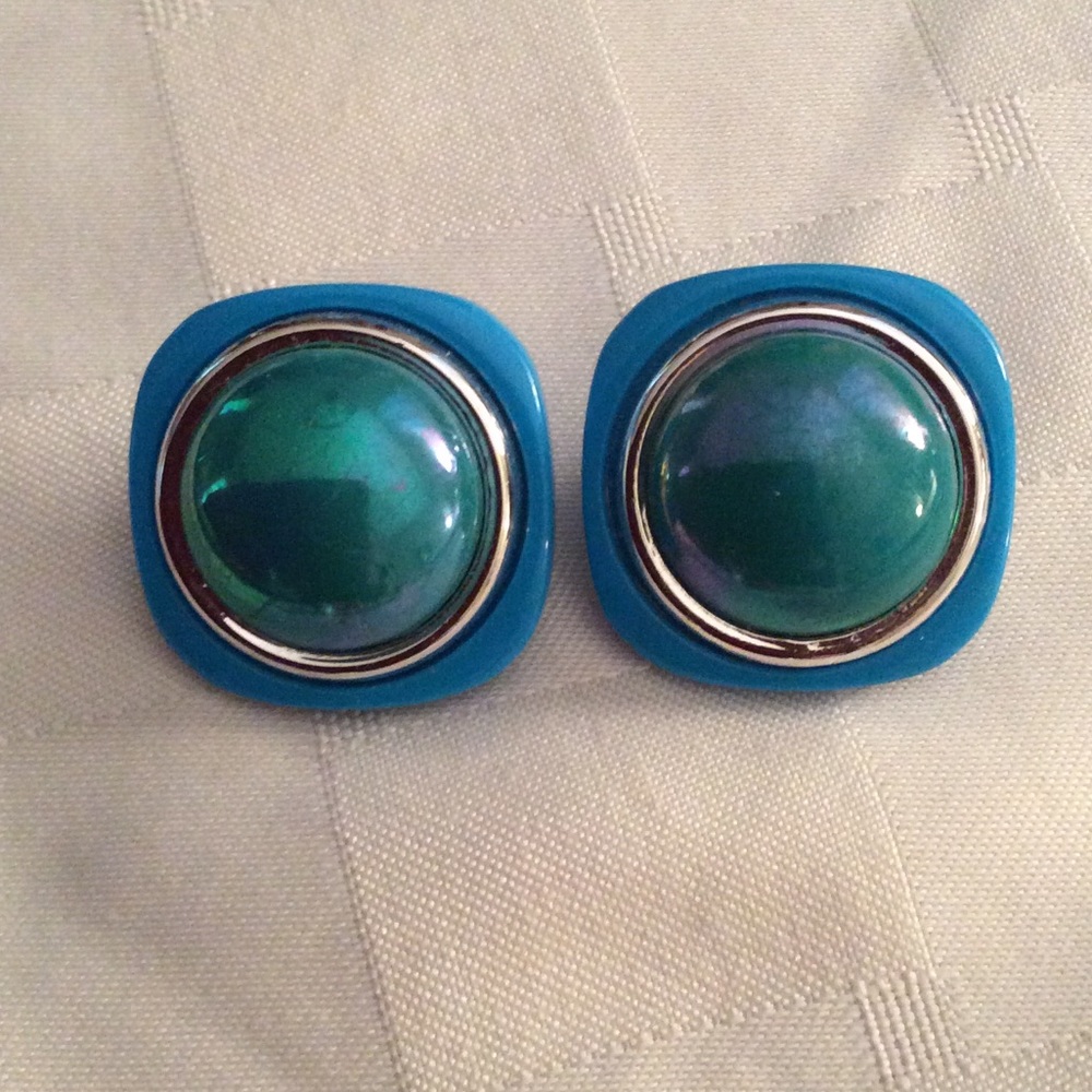 Mid century modern blue rectangular w/ green dome
