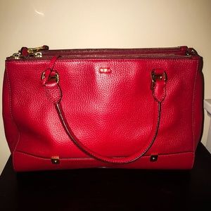 RALPH LAUREN red leather shoulder bag