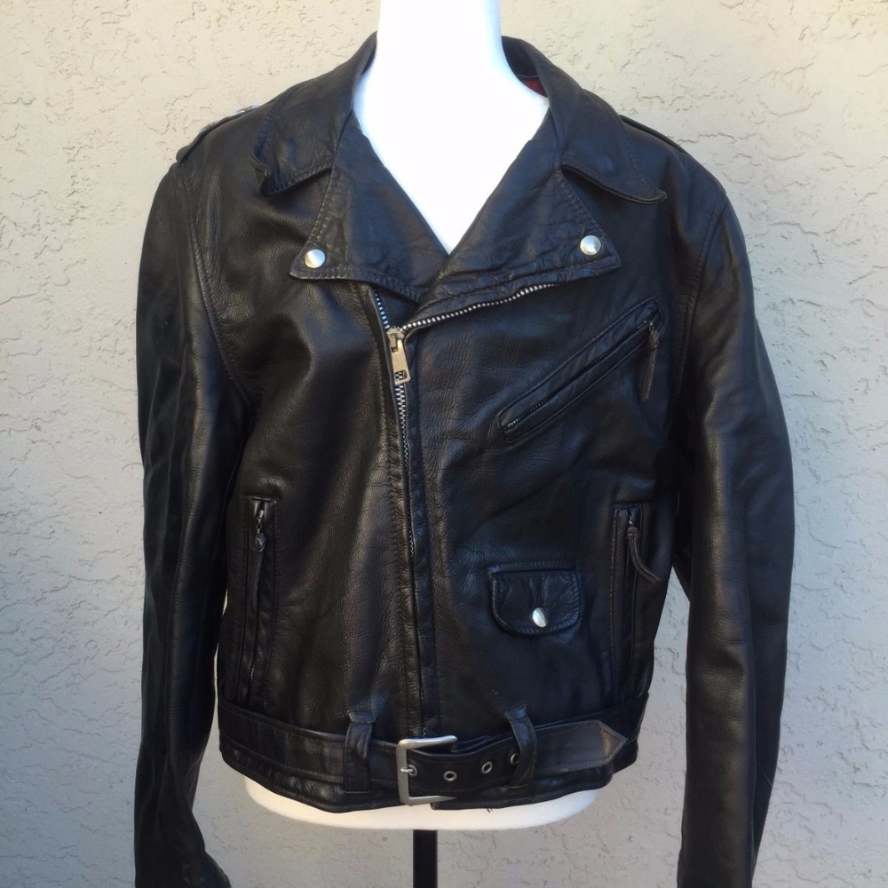 Vintage 80S Mens Black leather jacket