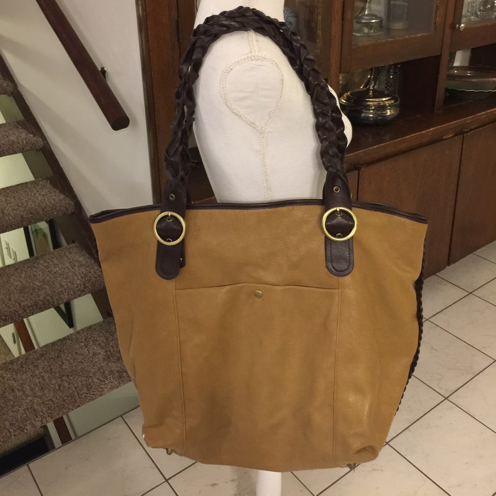 XXL Gold Tote Bag With Braided Handles!