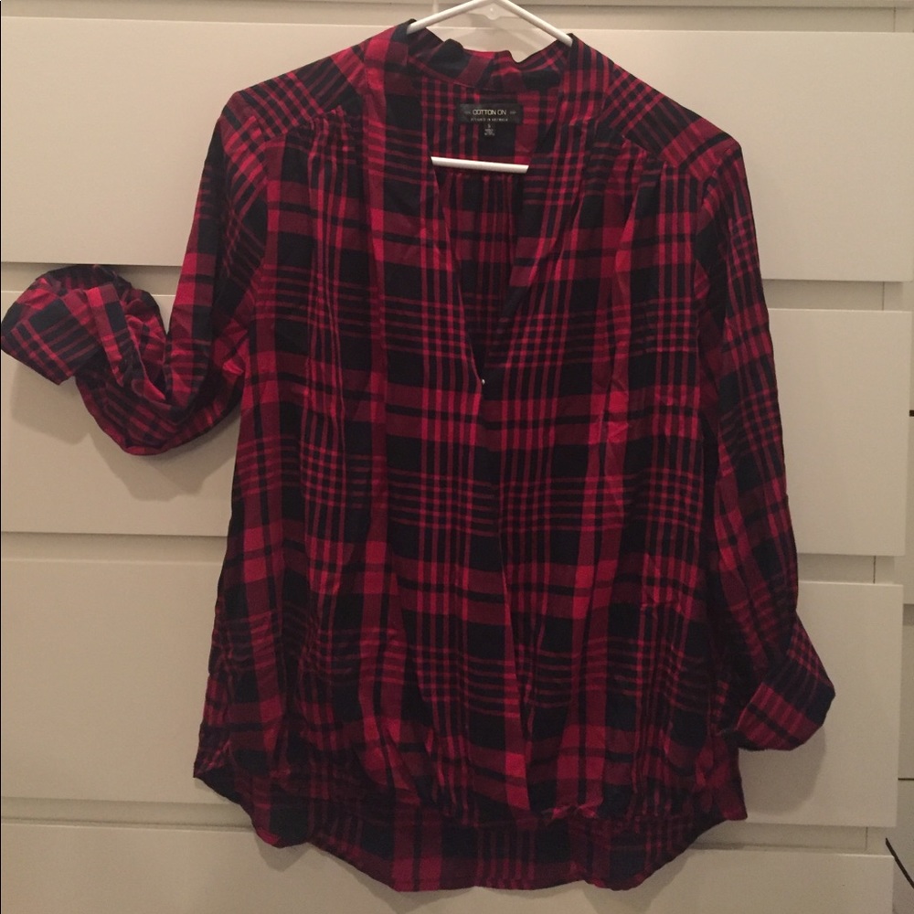 Plaid Wrap Blouse
