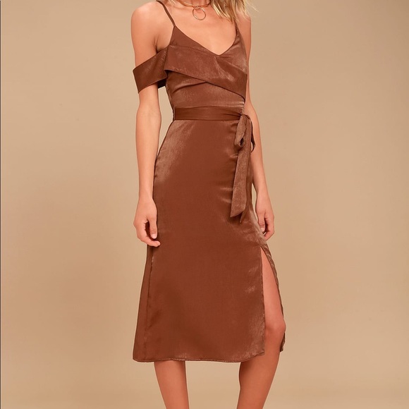 LULU'S ASYMMETRICAL COPPER DRESS - Picture 2 of 7