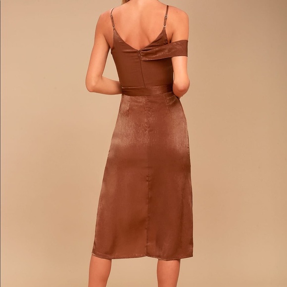 LULU'S ASYMMETRICAL COPPER DRESS - Picture 3 of 7