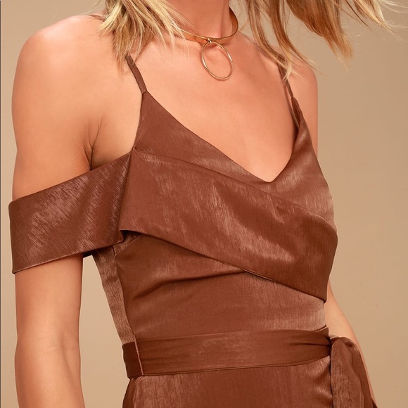 LULU'S ASYMMETRICAL COPPER DRESS - Picture 4 of 7