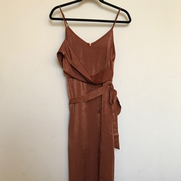 LULU'S ASYMMETRICAL COPPER DRESS - Picture 5 of 7