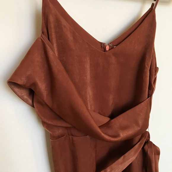 LULU'S ASYMMETRICAL COPPER DRESS - Picture 6 of 7