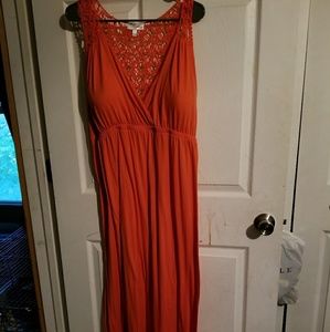 Allison Brittney long orange dress