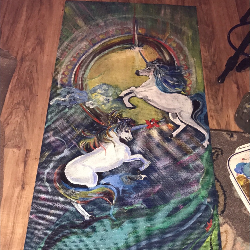 Unicorns painted Yoga mat