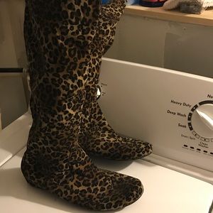 Leopard tall slouch boots