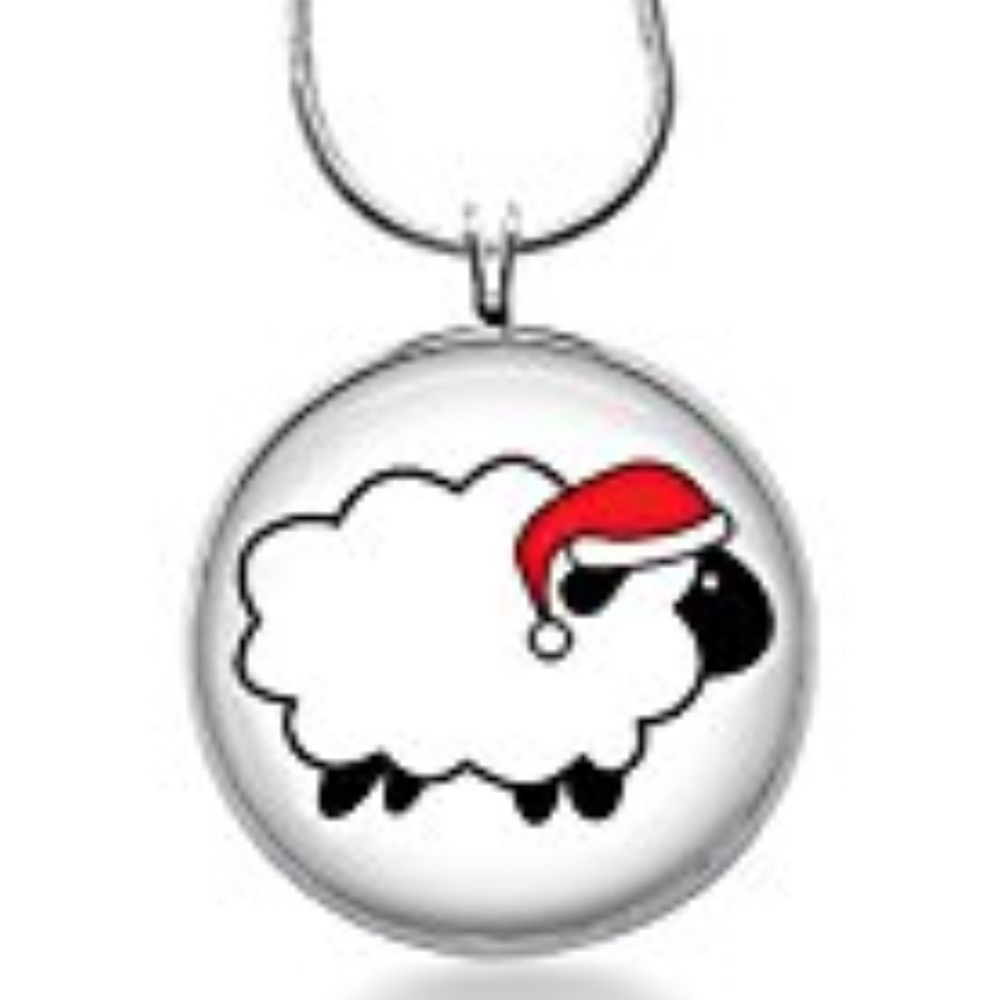 Christmas sheep with santa hat necklace