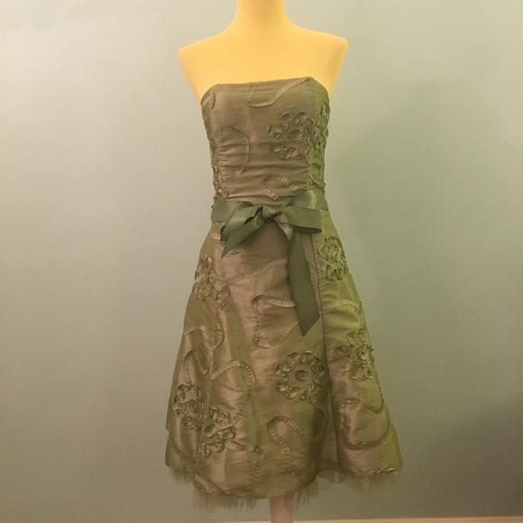 Strapless Short Silk Taffeta Dress with Tulle - Picture 1 of 6