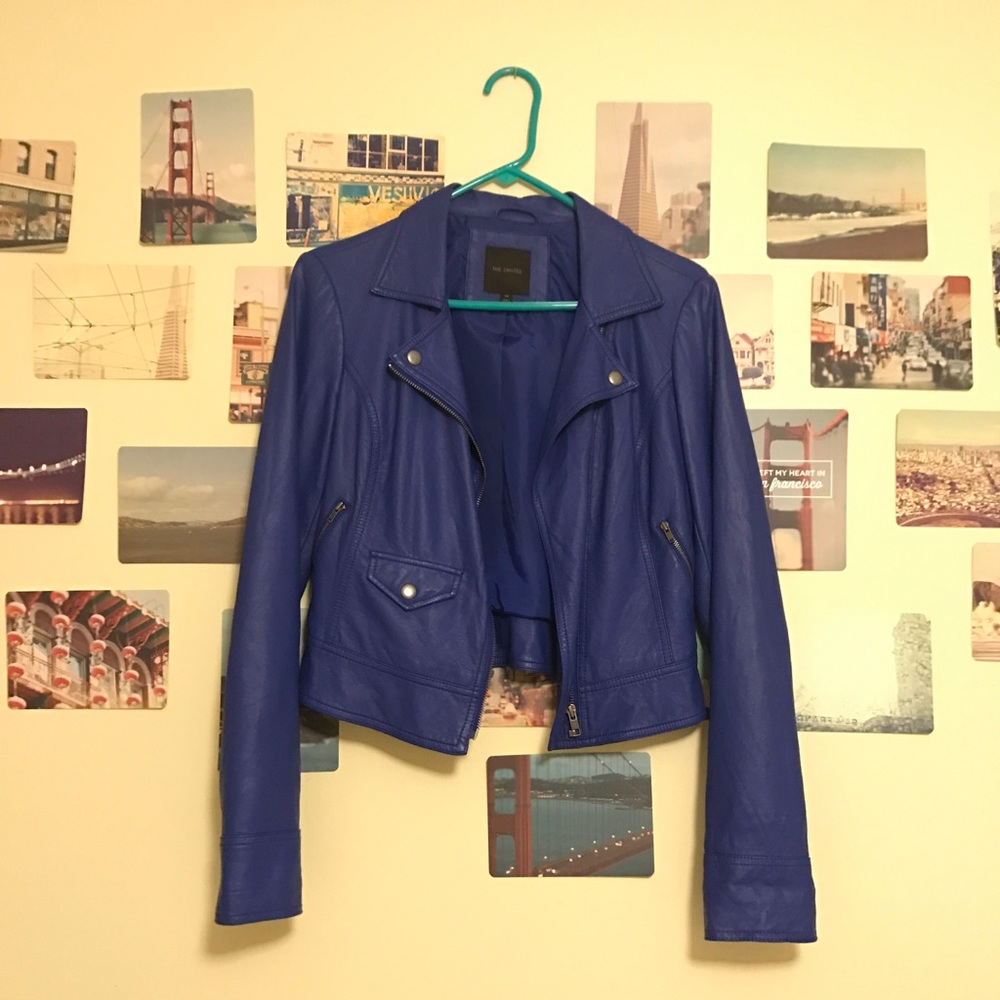 The Limited Faux Blue Leather Jacket
