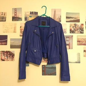 The Limited Faux Blue Leather Jacket