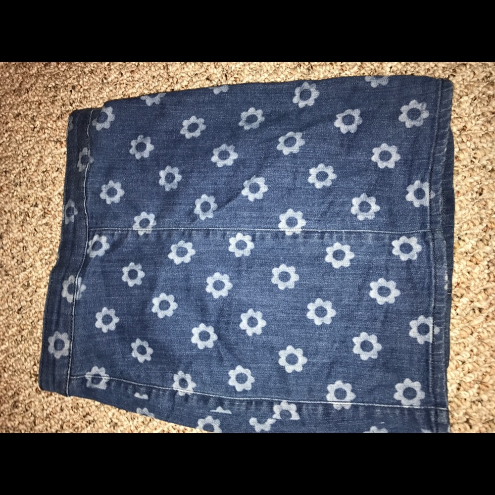 Flowered Denim Mini Skirt