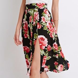 Split Side Floral Skirt