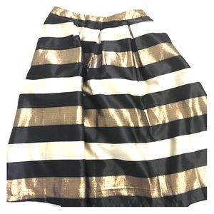 Metallic striped midi skirt