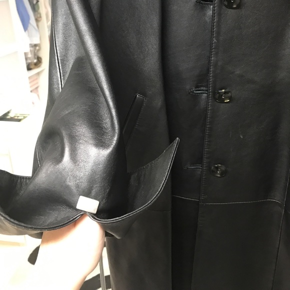 Faracci Genuine Black Leather Long Coat XXL - Picture 2 of 8