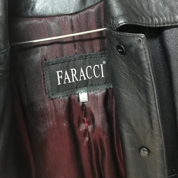 Faracci Genuine Black Leather Long Coat XXL - Picture 3 of 8