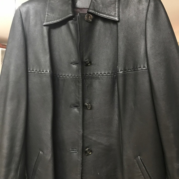 Faracci Genuine Black Leather Long Coat XXL - Picture 4 of 8