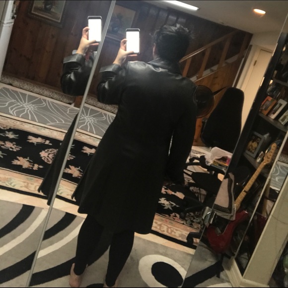 Faracci Genuine Black Leather Long Coat XXL - Picture 8 of 8