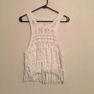 Victoria's Secret crochet and fringe top Victoria's Secret crochet and fringe top