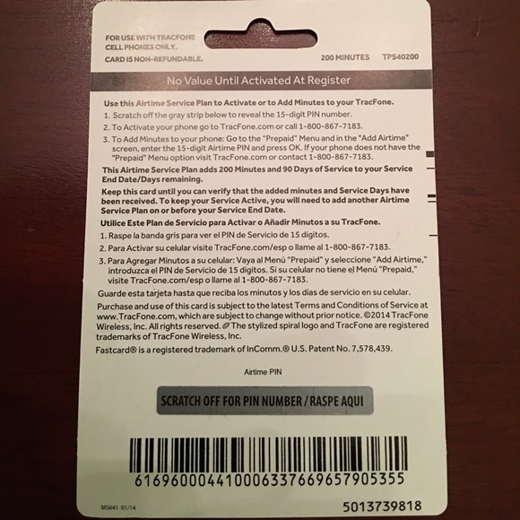 Track Phone card.    200 Min.  Obviously, new. - Picture 2 of 2