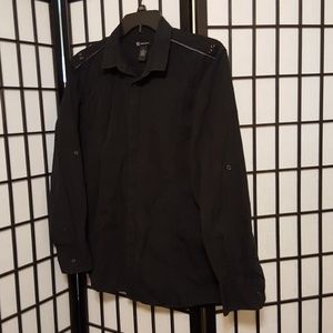 Black with grey trim button up