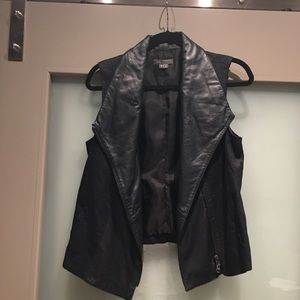 Vince Leather & Linen Vest Navy