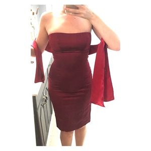 Red satin dress