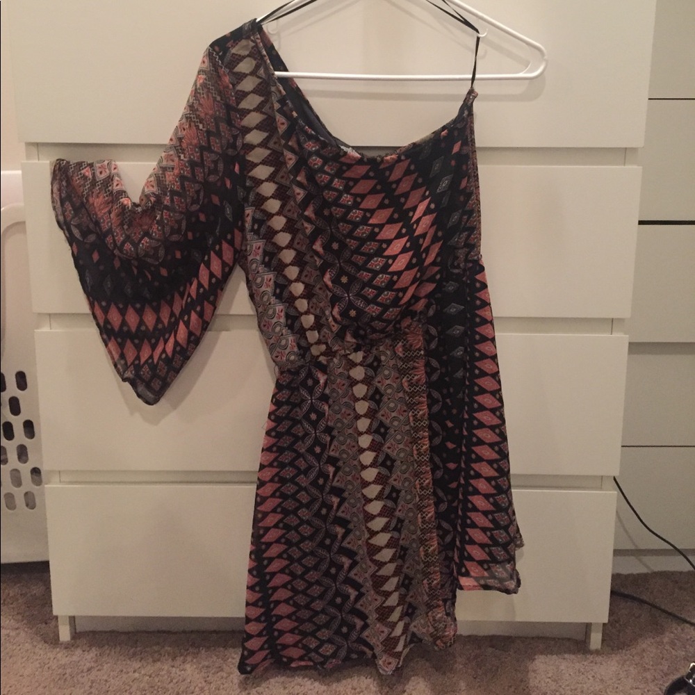 Boho Print One Shoulder Dress