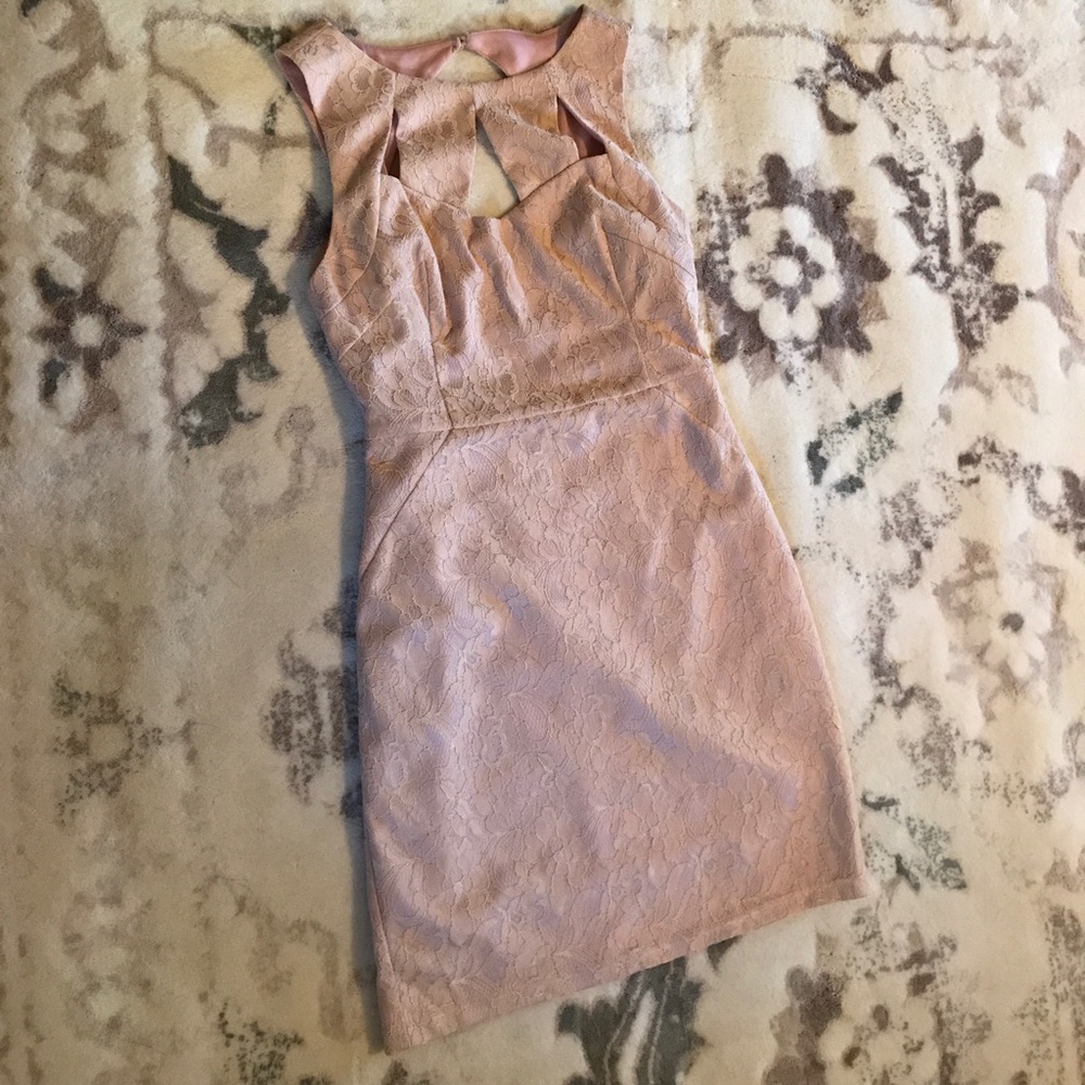 Ark & Co Blush Lace Cut Out Cocktail Dress