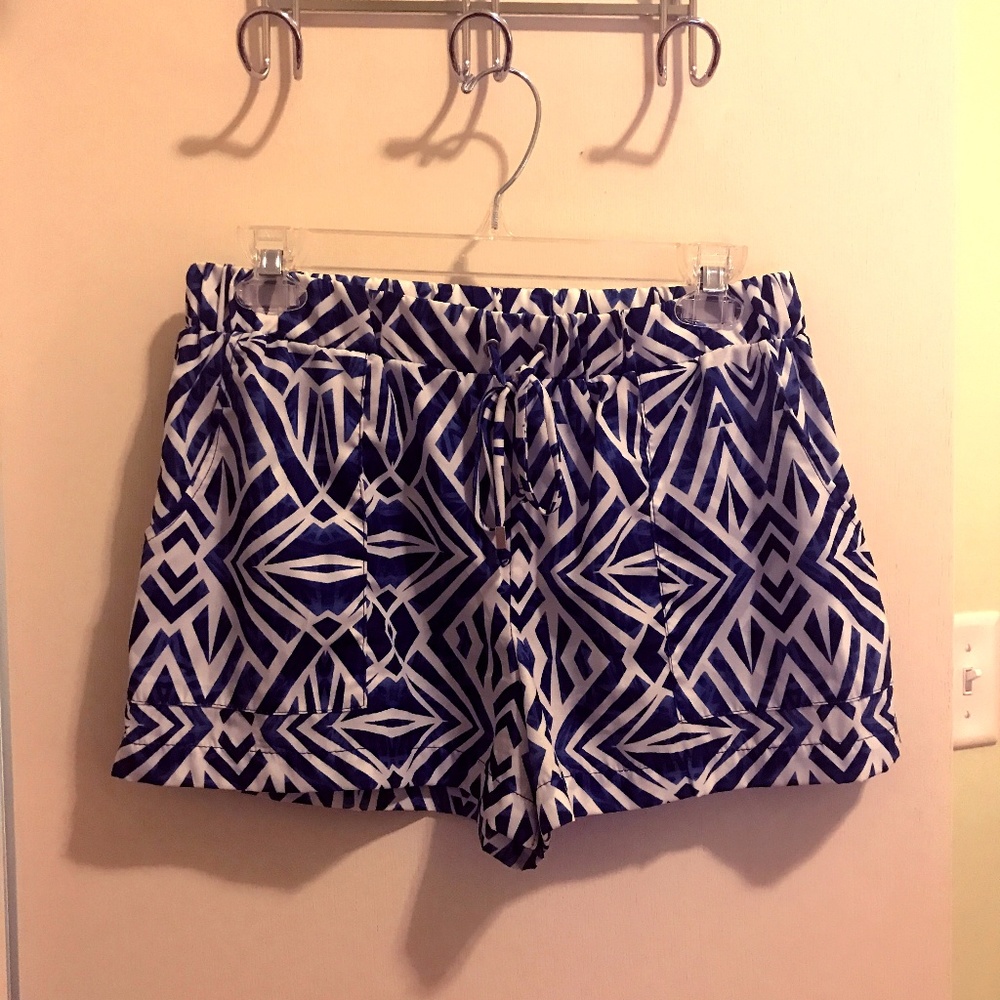 White and Blue Women's Shorts