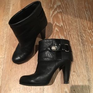 Coach black leather ankle booties