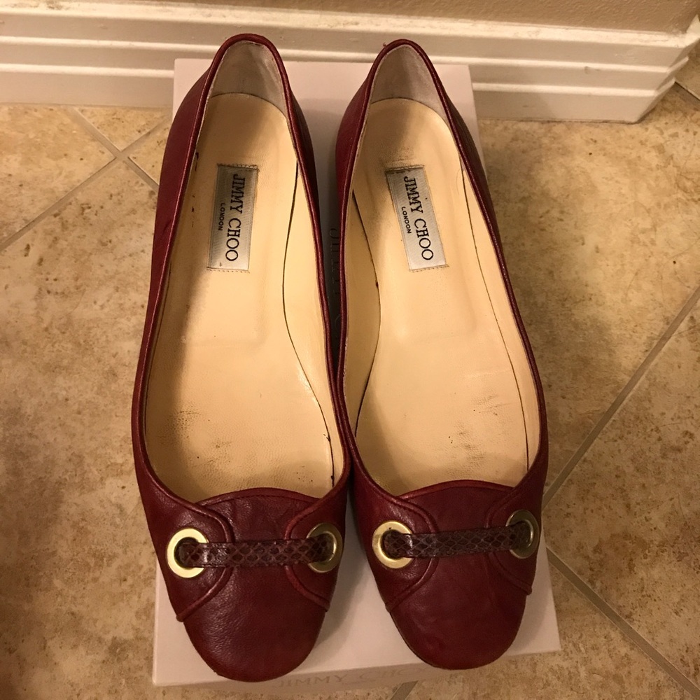 Authentic Jimmy Choo leather red flats sz 38