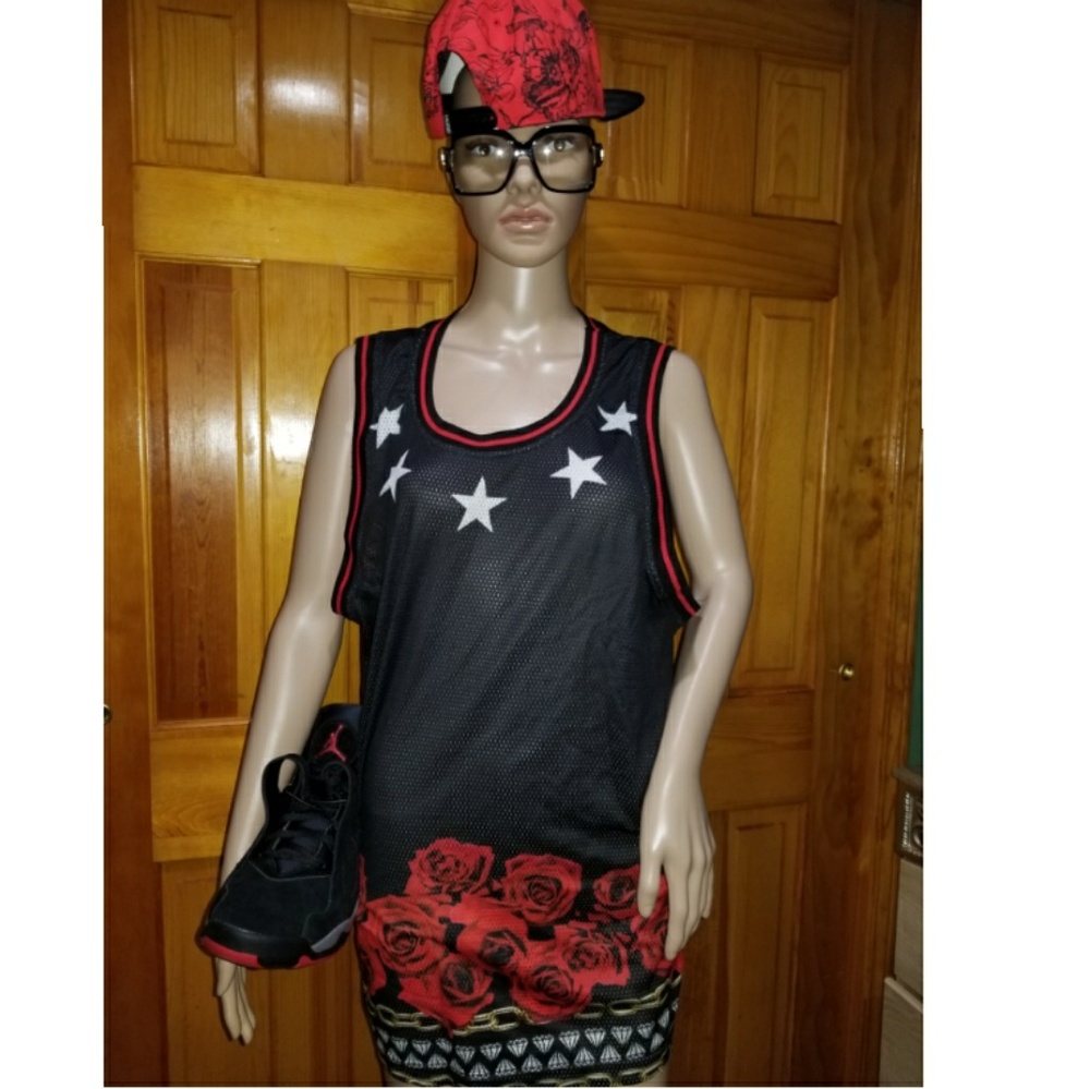 Red Roses Net Sleevesless Mens T-shirt Vest