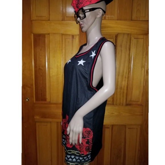 Red Roses Net Sleevesless Mens T-shirt Vest - Picture 2 of 4