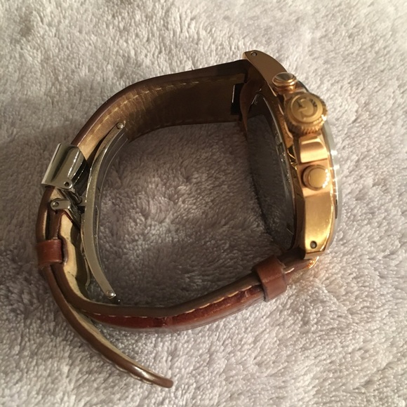 GC Chronograph Watch with brown leather strap