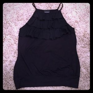 Black blouse with cute ruffle front