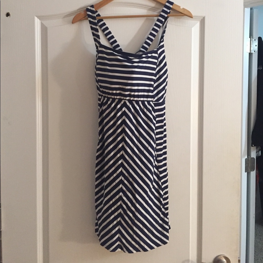 Blue and White stripped Lands End Swimsuit