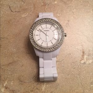 White Fossil watch