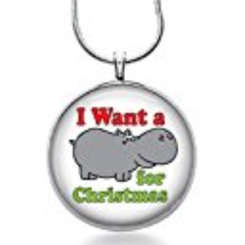 Christmas I want a Hippo for christmas necklace