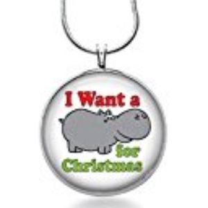 Christmas I want a Hippo for christmas necklace