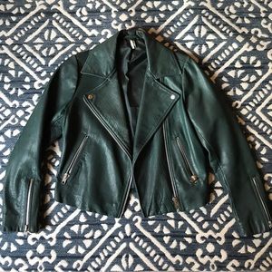 Topshop Forest Green Leather Jacket Topshop Forest Green Leather Jacket