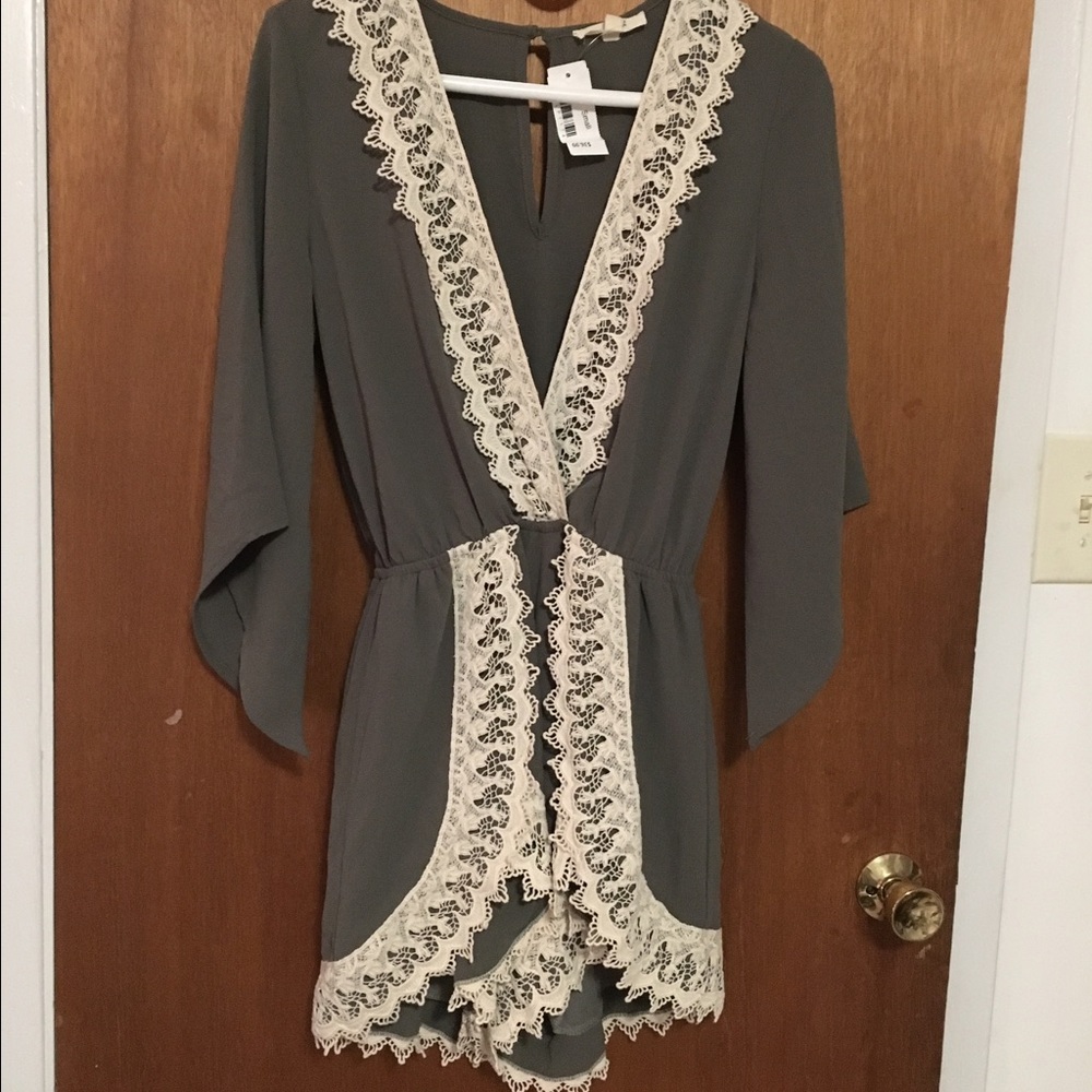 NWT Olive Green and Lace Romper