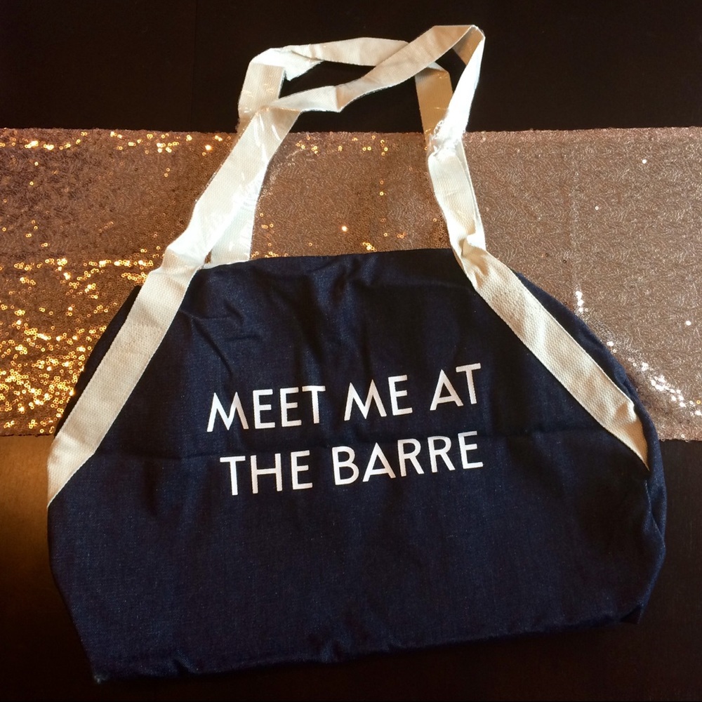 Meet Me At The Barre denim gym bag NWT