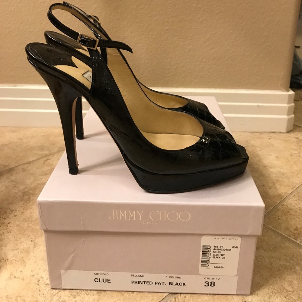 Authentic Jimmy Choo black platform heels sz 38